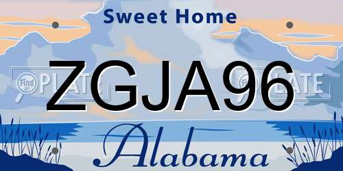 ZGJA96 Alabama License Plate