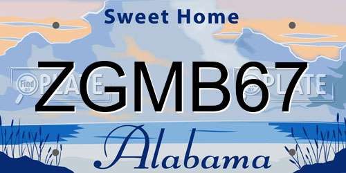 ZGMB67 Alabama License Plate