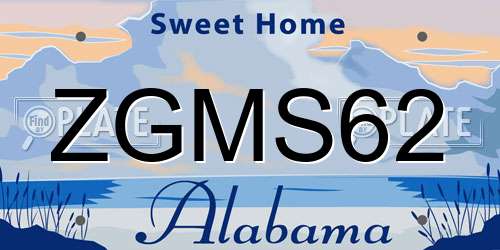 ZGMS62 Alabama License Plate