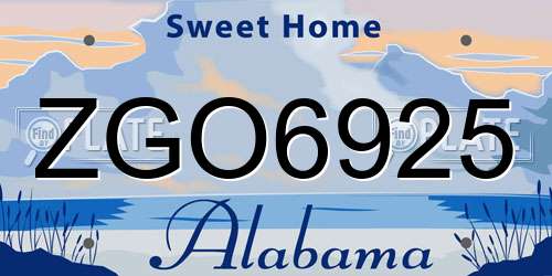 ZGO6925 Alabama License Plate