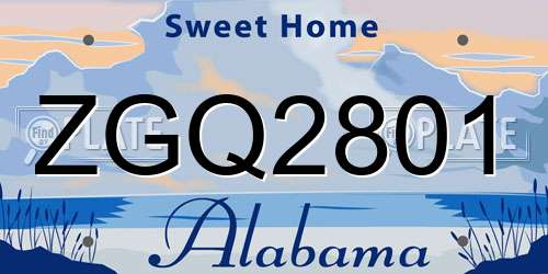 ZGQ2801 Alabama License Plate