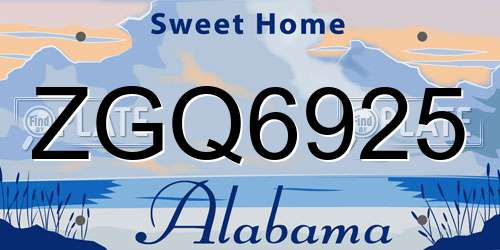 ZGQ6925 Alabama License Plate