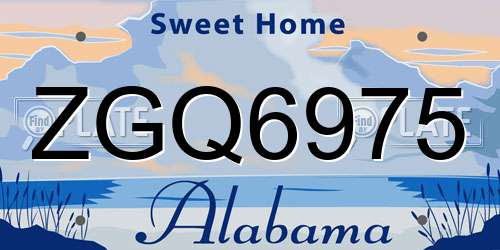 ZGQ6975 Alabama License Plate