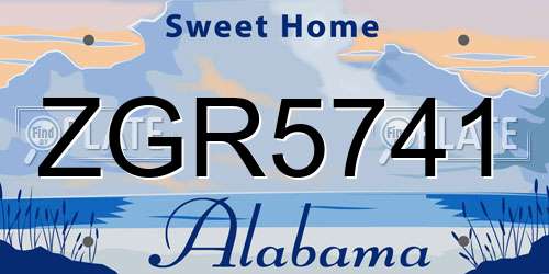 ZGR5741 Alabama License Plate