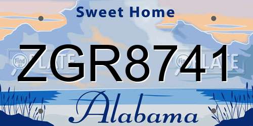ZGR8741 Alabama License Plate