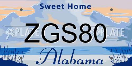 ZGS80 Alabama License Plate