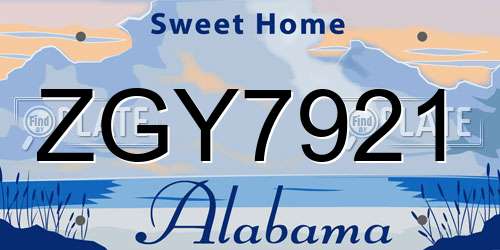 ZGY7921 Alabama License Plate