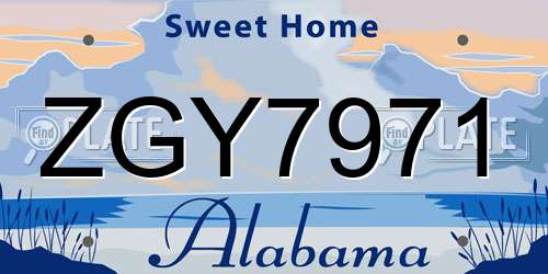 ZGY7971 Alabama License Plate