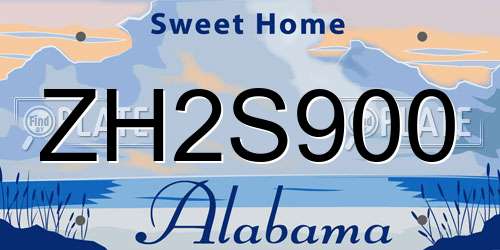 ZH2S900 Alabama License Plate