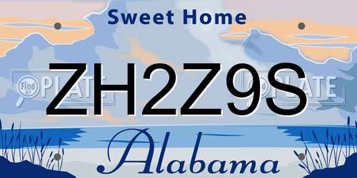 ZH2Z9S Alabama License Plate