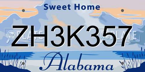 ZH3K357 Alabama License Plate