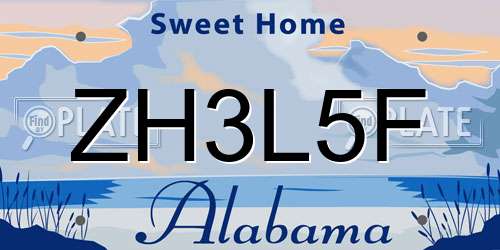 ZH3L5F Alabama License Plate