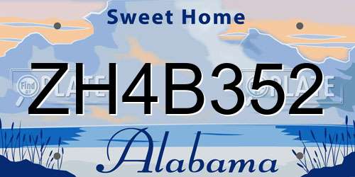 ZH4B352 Alabama License Plate