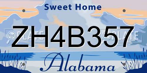 ZH4B357 Alabama License Plate