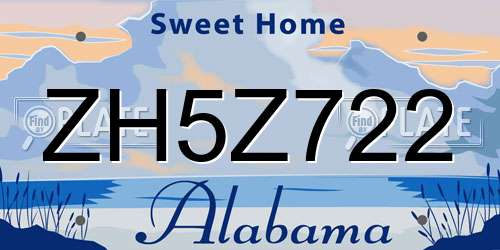 ZH5Z722 Alabama License Plate