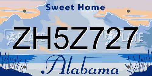 ZH5Z727 Alabama License Plate