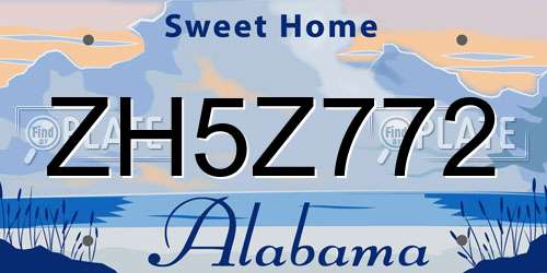 ZH5Z772 Alabama License Plate