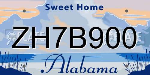 ZH7B900 Alabama License Plate