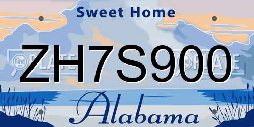 ZH7S900 Alabama License Plate