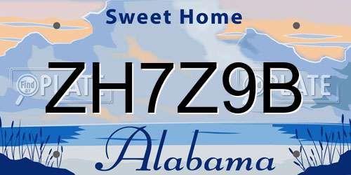 ZH7Z9B Alabama License Plate