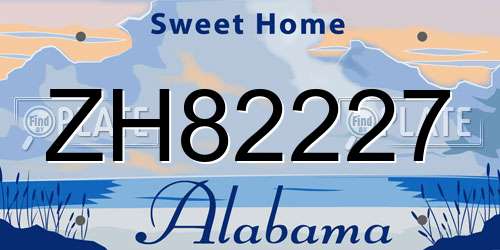 ZH82227 Alabama License Plate