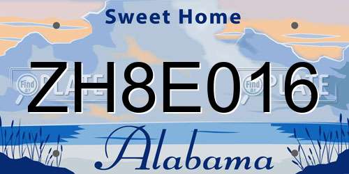 ZH8E016 Alabama License Plate