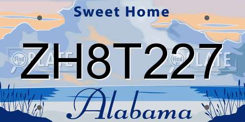 ZH8T227 Alabama License Plate