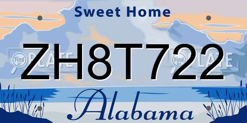 ZH8T722 Alabama License Plate
