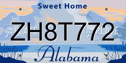 ZH8T772 Alabama License Plate
