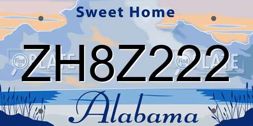 ZH8Z222 Alabama License Plate