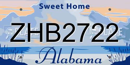 ZHB2722 Alabama License Plate