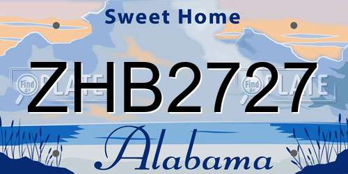 ZHB2727 Alabama License Plate