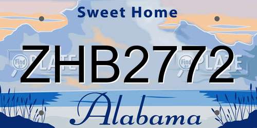 ZHB2772 Alabama License Plate