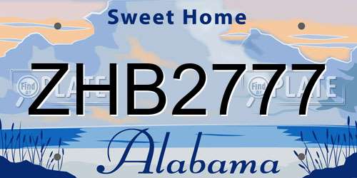 ZHB2777 Alabama License Plate