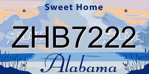 ZHB7222 Alabama License Plate