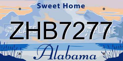 ZHB7277 Alabama License Plate