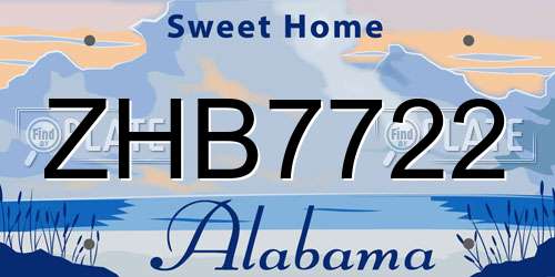 ZHB7722 Alabama License Plate