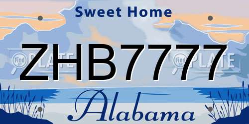 ZHB7777 Alabama License Plate