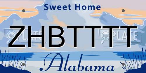 ZHBTTTT Alabama License Plate