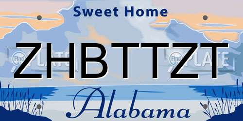 ZHBTTZT Alabama License Plate