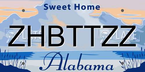 ZHBTTZZ Alabama License Plate