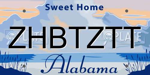 ZHBTZTT Alabama License Plate