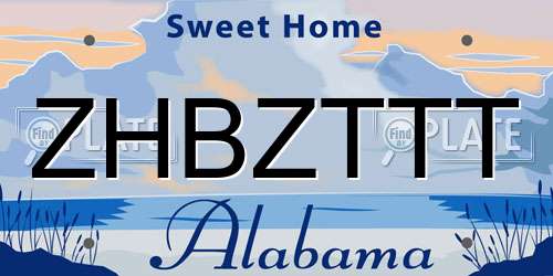 ZHBZTTT Alabama License Plate