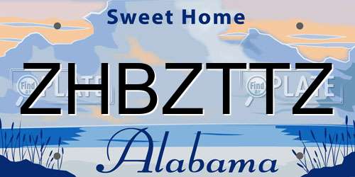 ZHBZTTZ Alabama License Plate