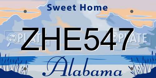 ZHE547 Alabama License Plate
