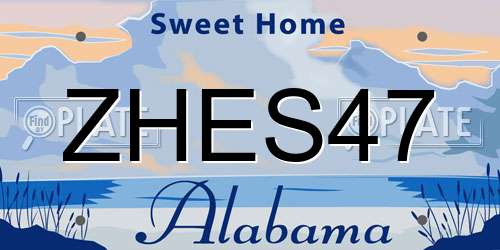 ZHES47 Alabama License Plate