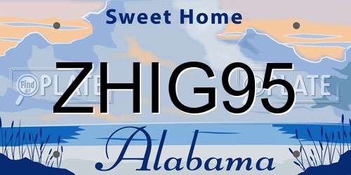 ZHIG95 Alabama License Plate