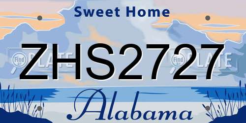 ZHS2727 Alabama License Plate
