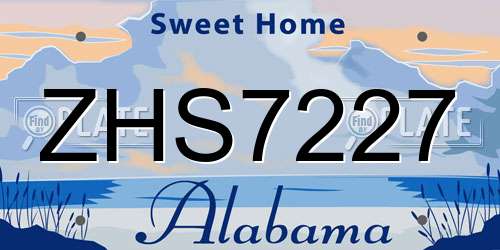 ZHS7227 Alabama License Plate