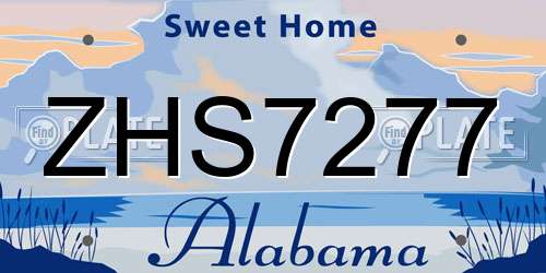 ZHS7277 Alabama License Plate